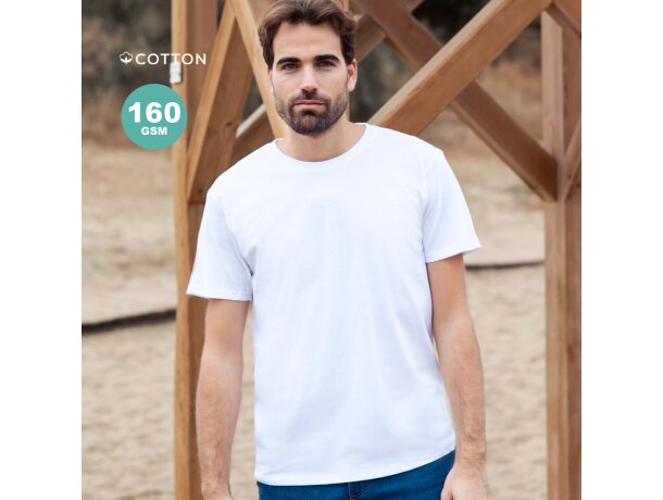 Camiseta manga corta con logo algodón ring spun 160 g/m2 Seiyo detalle 1