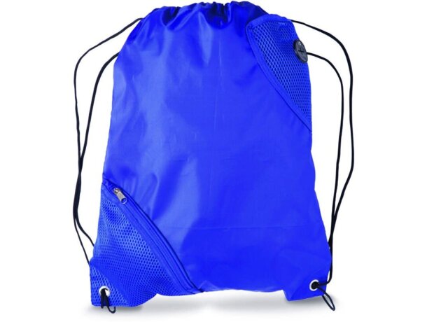 Mochila con cuerdas con bolsillo en esquina personalizada azul
