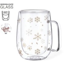Taza térmica personalizada cristal borosilicato doble pared 400ml copos nieve
