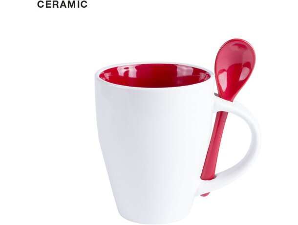 Taza Cotes de cerámica cónica blanca con cuchara de color