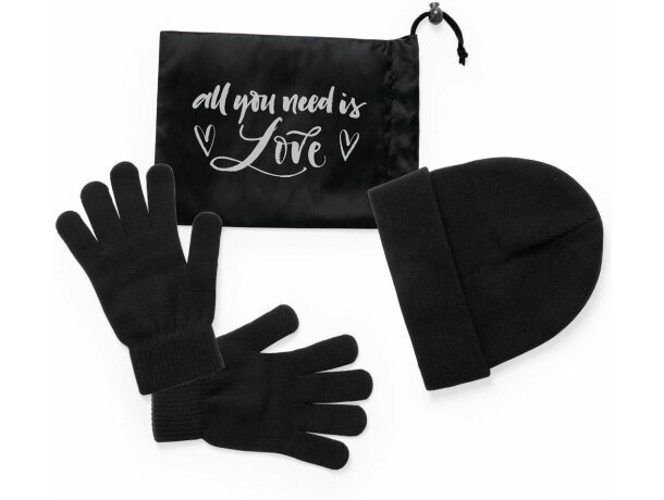 Set gorro y guantes unisex negro Set gorro y guantes unisex negro