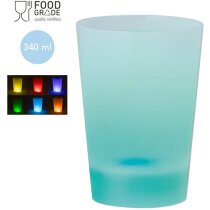 Vaso de plástico publicitario LED multicolor 340ml blanco translúcido