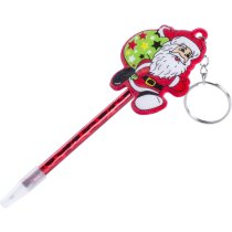 Bolígrafo papá noel con llavero personalizado rojo Bolígrafo papá noel con llavero personalizado rojo