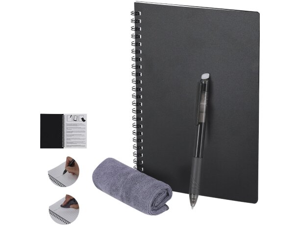 Libreta borrable Gratox con bolígrafo y paño limpiador detalle 1
