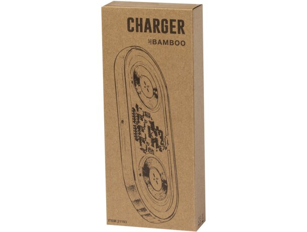 Cargador inalámbrico doble Layerit bambú 15W tecnología Qi detalle 5