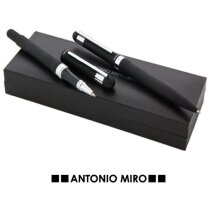 Estuche elegante con bolígrafo y roller Antonio Miró personalizado