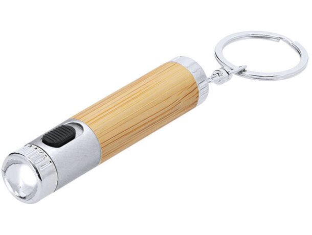 Llavero linterna LED Zungux con acabado en bambú natural detalle 2