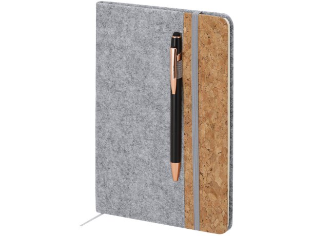 Bloc notas Driscol con portada fieltro RPET y corcho natural detalle 3