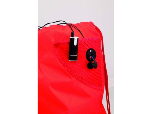 Mochila con cuerdas con bolsillo en esquina barata roja