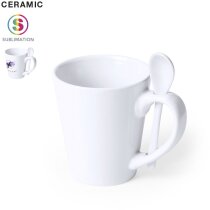 Taza cerámica con cuchara y sublimación completa