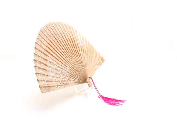 Abanico Para Bodas De Madera Con Plumero detalle 3