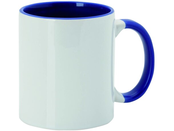 Taza de cerámica lisa para sublimacón interior de color merchandising azul