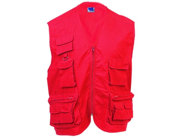 Chaleco de caza multibolsillos rojo