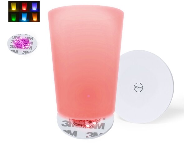 Posavasos luminoso Stanfor con 6 LEDs multicolor autoadhesivo detalle 1