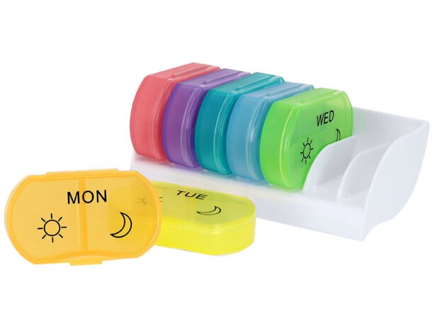 Pastillero semanal Parnex con 14 compartimentos codificados detalle 4