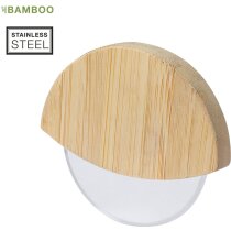 Cortador pizza bambú natural cuchilla acero
