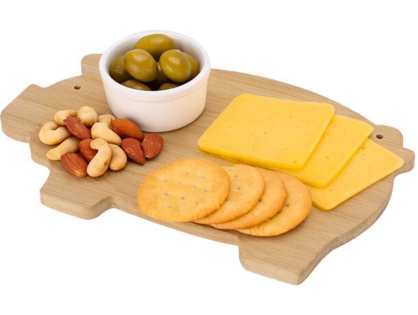 Tabla de cortar bambú Jular con forma de cerdito y agujero detalle 3