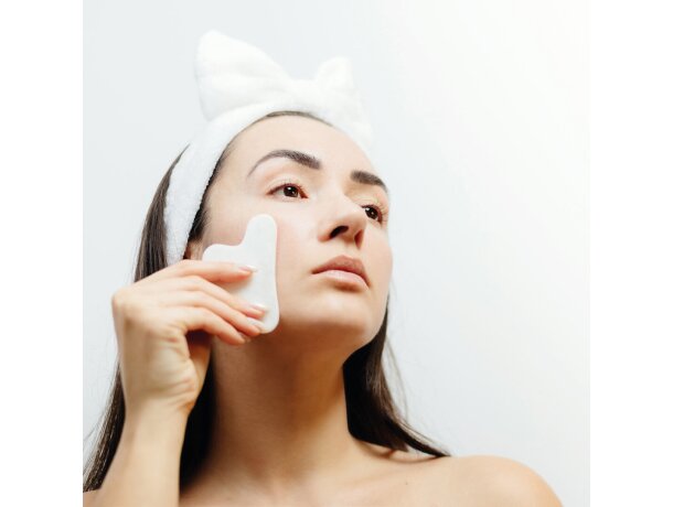 Masajeador facial Kunkor en piedra jade blanca natural detalle 4