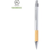 Bolígrafos metálicos con puntero Deimox de bambú y aluminio reciclado