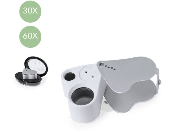 Lupa plegable Keyan con doble aumento 30x 60x y led integrado detalle 1