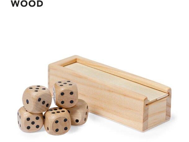 Juego de dados Atanin en madera con estuche deslizante detalle 1