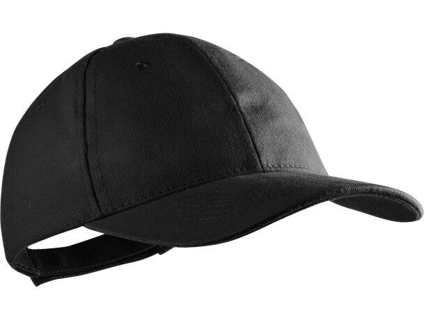 Gorra con 6 paneles en algodón liso negra