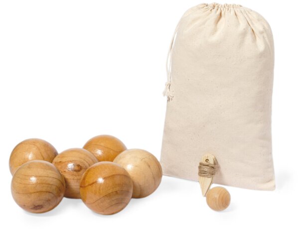 Juego de petanca Delero en madera natural con funda detalle 2