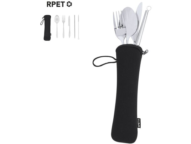 Set cubiertos Sinix acero inoxidable con funda RPET detalle 1