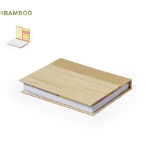Bloc con notas adhesivas de colores y tapa rígida de bambú