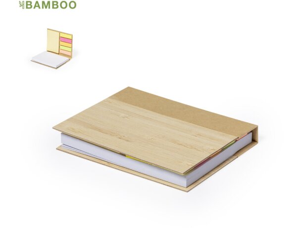 Bloc de bambú con notas adhesivas de colores Oresten detalle 1
