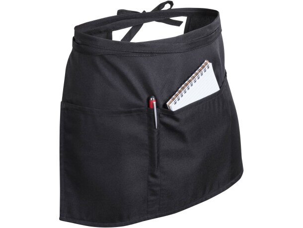 delantal negro con bolsillos para camarero personalizado