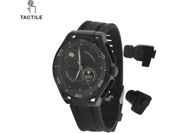 Reloj inteligente Klemen con auriculares y monitor deportivo detalle 1