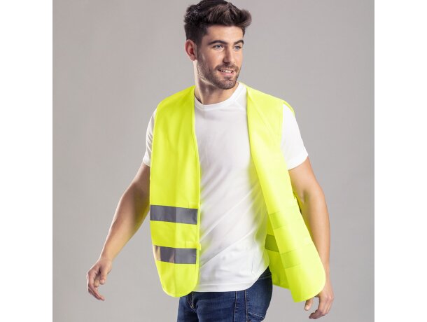 Chaleco Kross reflectante unisex en amarillo personalizado