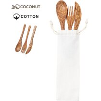 Cubiertos reutilizables coco natural Socex funda