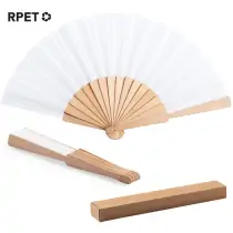 Abanico Woter varillas madera natural tela RPET