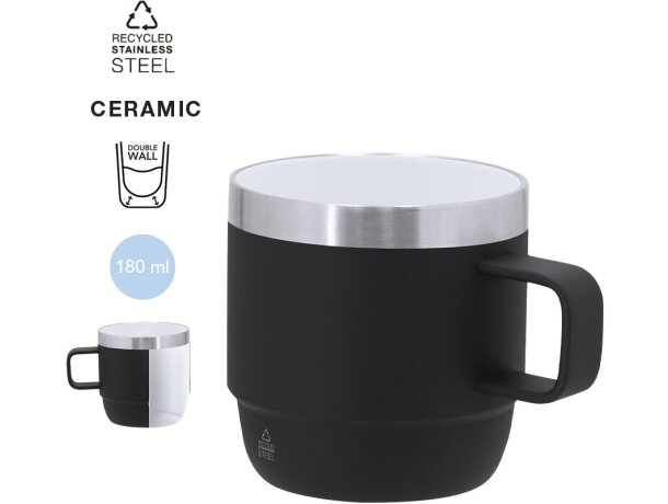 Taza Milayka de acero inoxidable reciclado con interior cerámico detalle 1