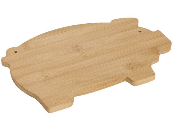 Tabla de cortar bambú Jular con forma de cerdito y agujero detalle 1