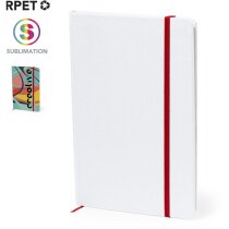 Bloc notas rPET con tapa rígida, elástico de colores y marcapáginas