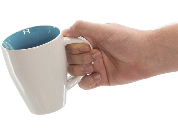 Taza Cotes de cerámica cónica blanca con cuchara de color