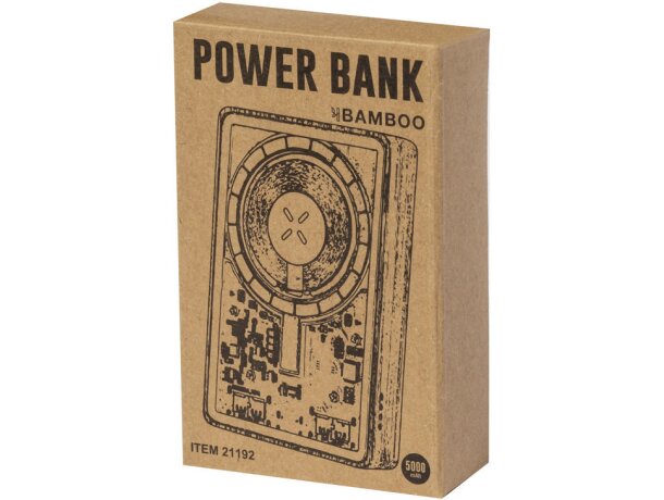 Powerbank impreso 5000 mah de bambú Dominik detalle 9