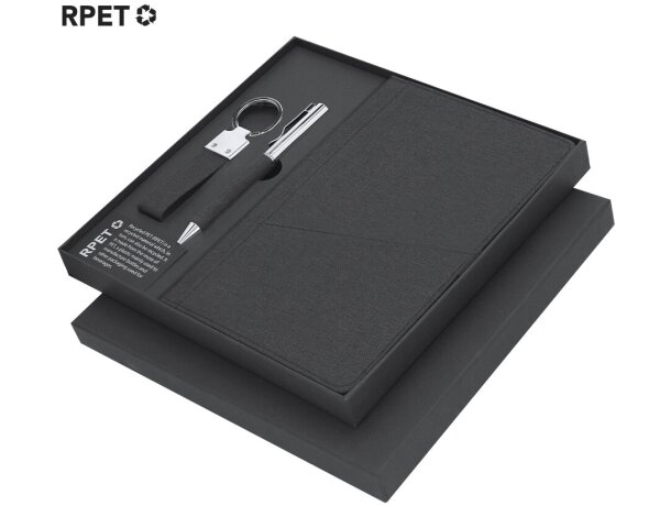 Set Meryl bloc con bolígrafo y llavero material reciclado RPET detalle 1