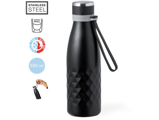 Botellas de acero para empresas con acabado decorado 550ml Hexor detalle 1
