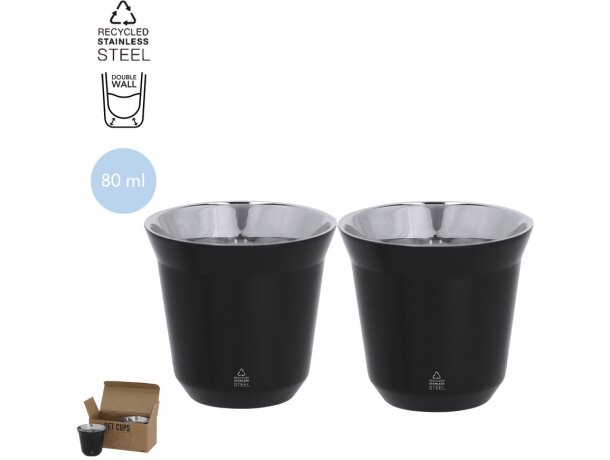 Set vasos Kodet acero inoxidable reciclado doble pared 80ml detalle 1