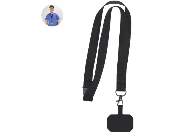 Lanyard soporte Sailix en poliéster con mosquetón giratorio detalle 1