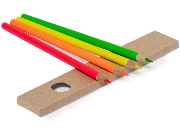 Caja de 4 lápices de color en caja reciclada con ventana Tucker detalle 2