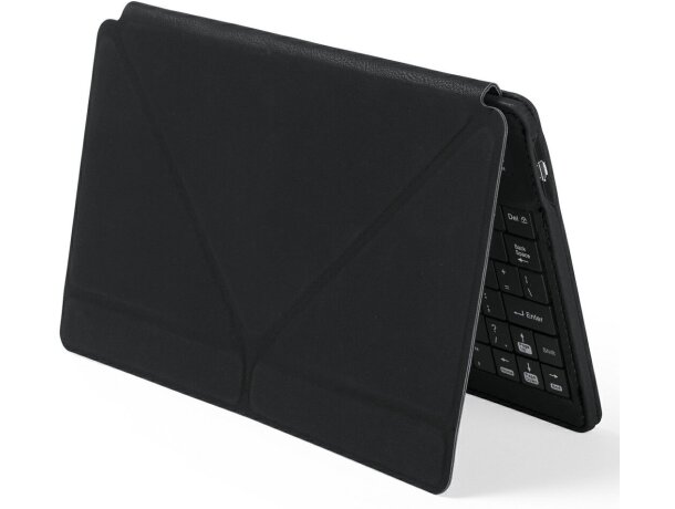 Teclado de polipiel con soporte negro con logo