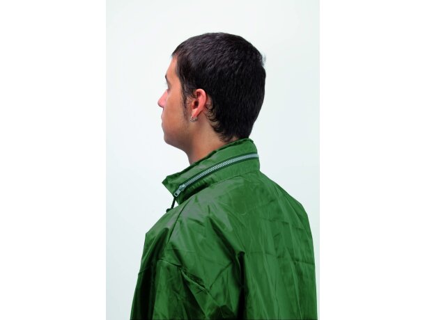 Impermeable Garu de calidad con cremallera personalizado verde