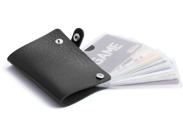 Tarjetero con cierre de botón personalizado negro Tarjetero con cierre de botón personalizado negro