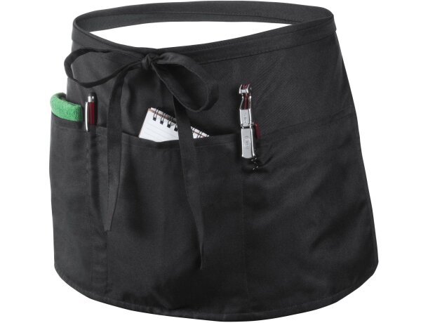 delantal negro con bolsillos para camarero