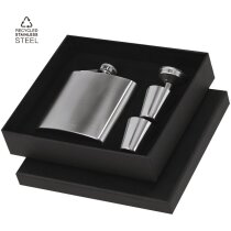 Set petaca Almaz con vasos y embudo en caja negra